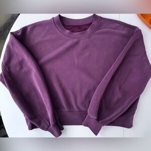 Lululemon Softstream Perfectly Oversized Cropped Crew Garnet size 6 flaws